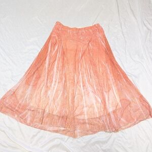Reba Lace Orange Ombre Dye Flowy Pull On Maxi Skirt Fall Autumn Modest